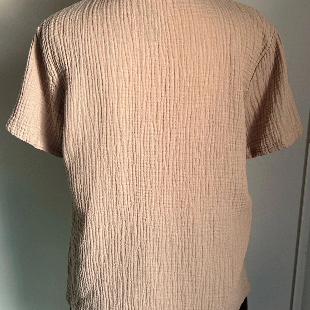 Born Women’s Cotton Crinkle Gauze Short Sleeve Casual Button Up Shirt